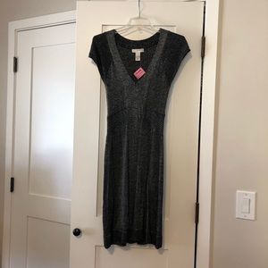 Kenar dark silver metallic sweater dress